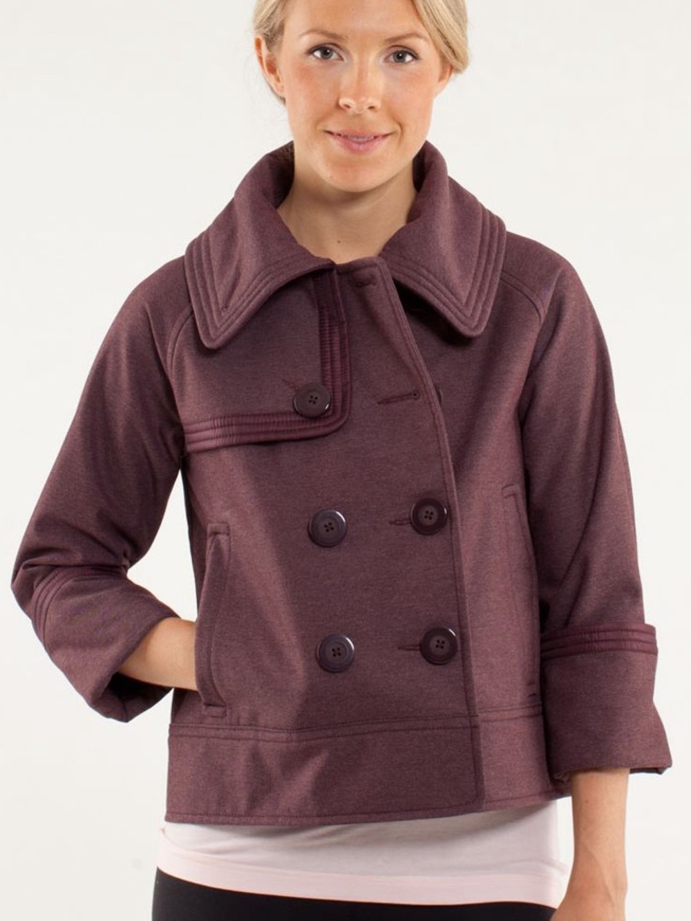 Lululemon Coco Softshell Crop Jacket Bordeaux Drama Button Casual Women’s Size 6
